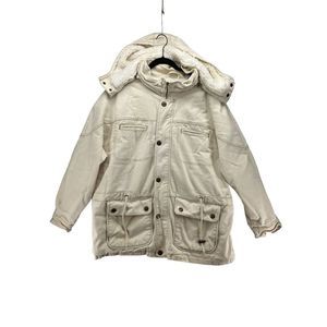 Vintage Results Sherpa Jacket XL Cream Denim Removable Hood Sheep Lined Cotton